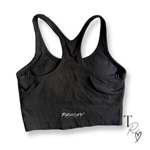 Peachy Athletic Ember Racerback Sports Bra Crop Top in Black Size Small NWOT